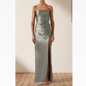Shona Joy La Lune Ruched Maxi Dress in Sage Green - Size US 4